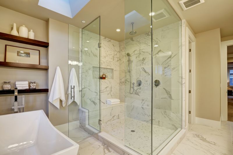 Glass Shower with Built-in Shelves